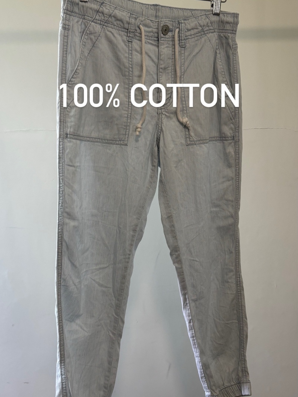Men's Light Gray Cotton Drawstring Jogger Pants